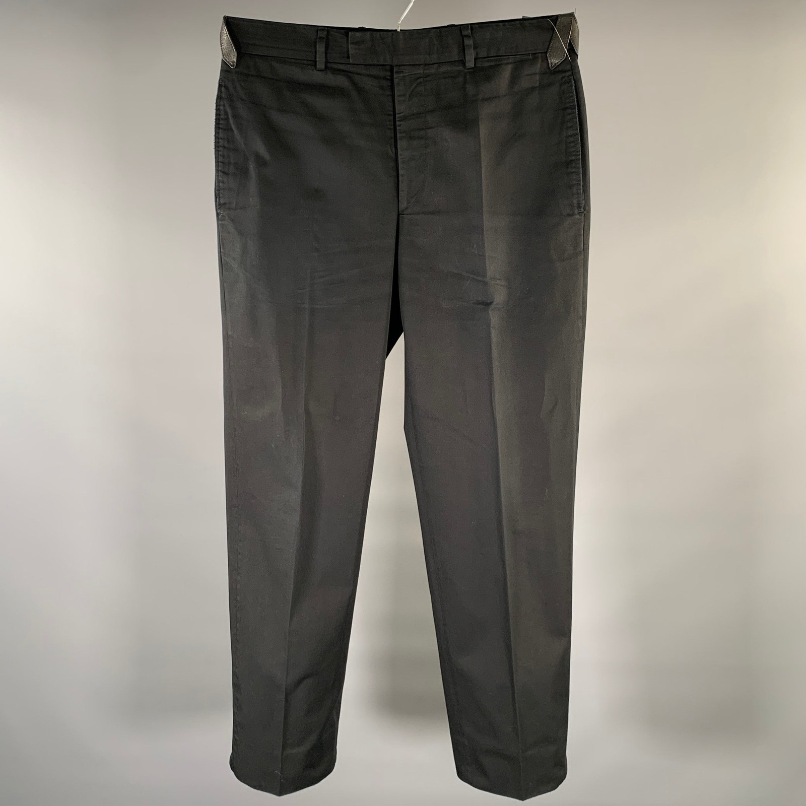 Hermes Size 34 Black Cotton Straight Dress Pants